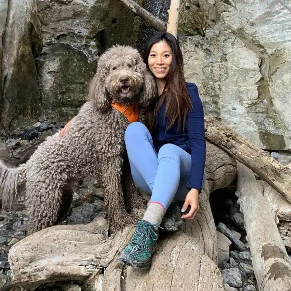 Las vegas pediatrician dr eileen shi hiking with her dog
