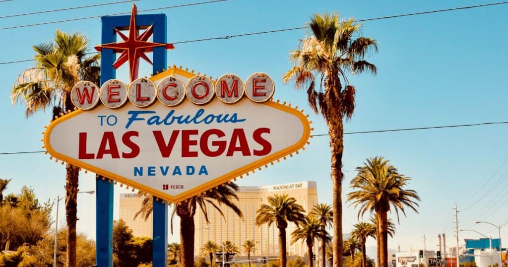 Las Vegas sign and blue sky