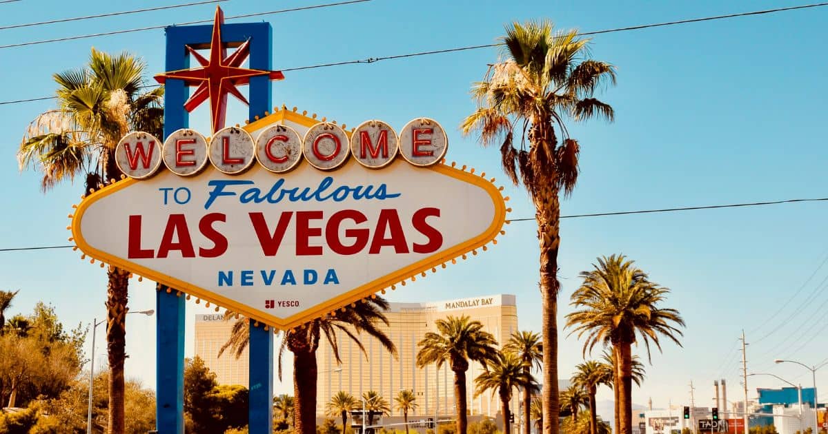 Las Vegas sign and blue sky