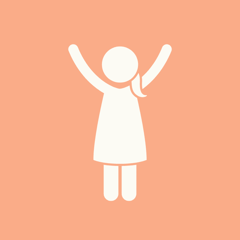 icon of a girl outline, cream on peach background